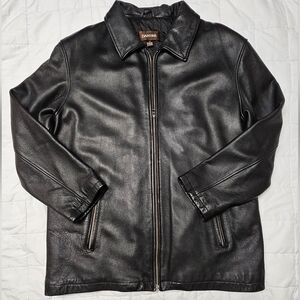Danier Men's Black Leather Zip-Front Jacket